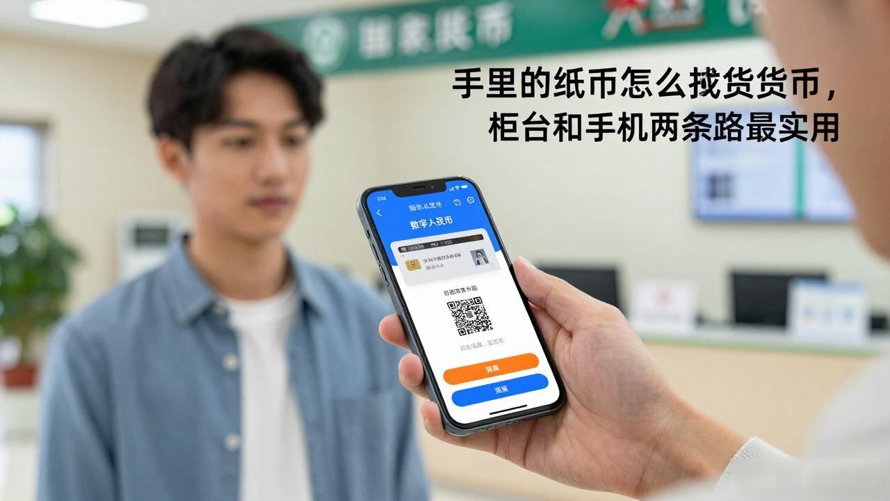 手里的纸币怎么换成数字货币，柜台和手机两条路最实用