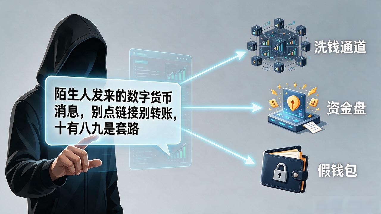 陌生人发来的数字货币消息，别点链接别转账，十有八九是套路